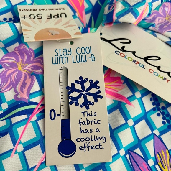 Lulu B UPF 50 Floral Cooling Top Small Bright Tropical Print 3/4 Sleeve NWT NEW​ - Picture 9 of 12